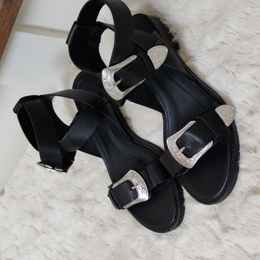 Zara Leather Sandals Size 36 - Picture 2 of 7